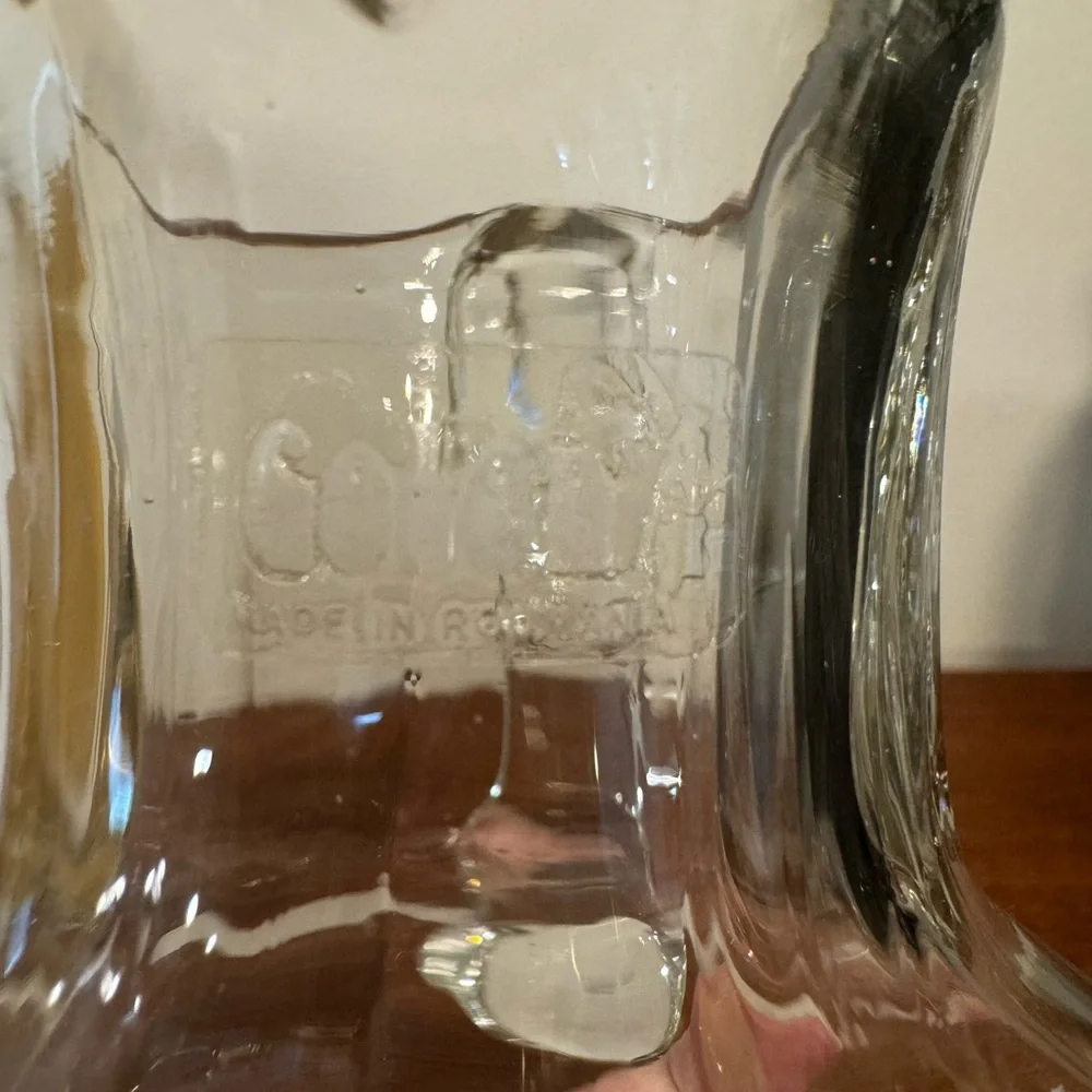 Vintage Romanian glass crystal small pitcher vase EUC
